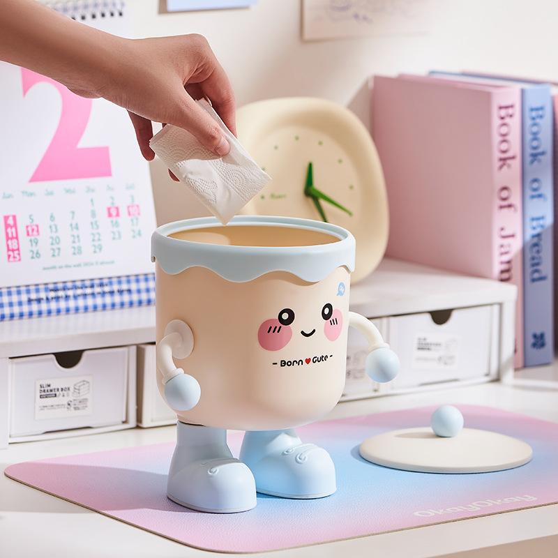 Cute Desktop Trash Can, Mini High Aesthetic Desk, Dining Table, Bedroom, Bed, Household Small Garbage Storage Box