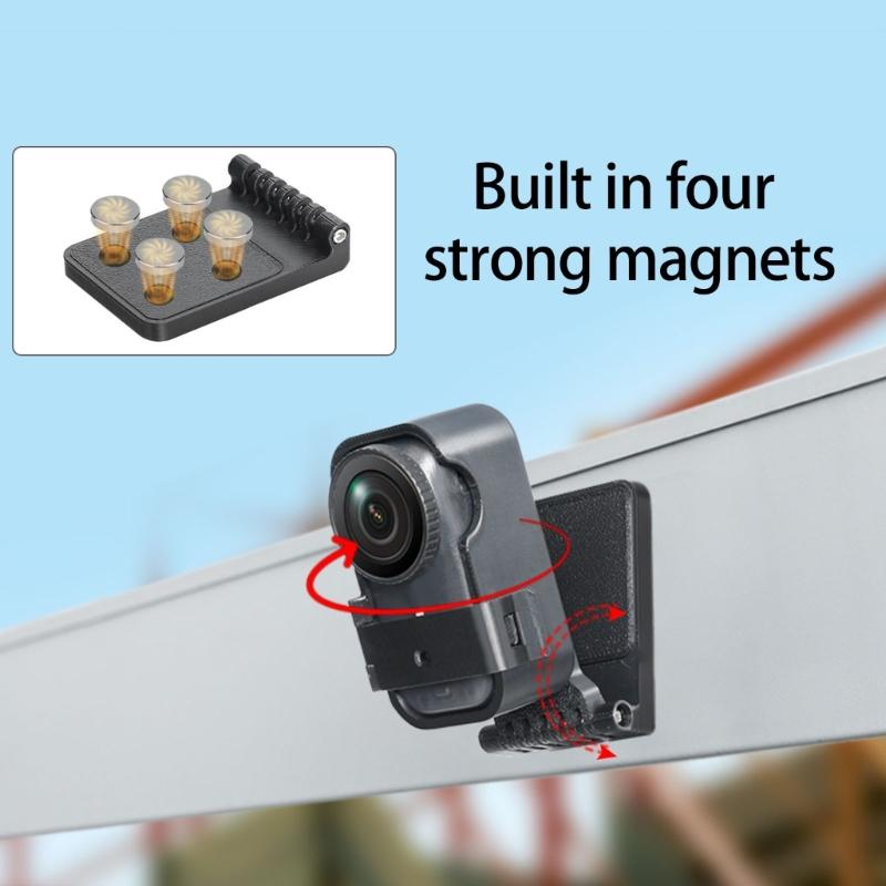 Magnetic Desktop Mount Stand for Dedicated Thumb Sized Panoramic Camera Adjustable Angle ABS Metal Base Black