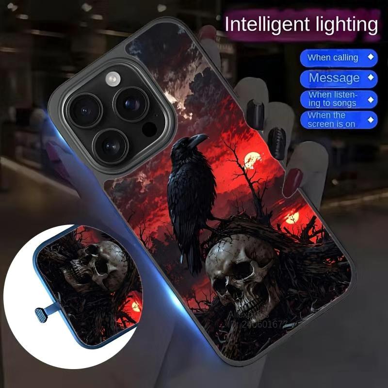 

Green Art Skull Flash Case For Samsung Galaxy S25 Ultra S24 Plus S23 S22 S21 S20 FE A17 A16 A55 A54 LED Shockproof Back Cover S23 Ultra