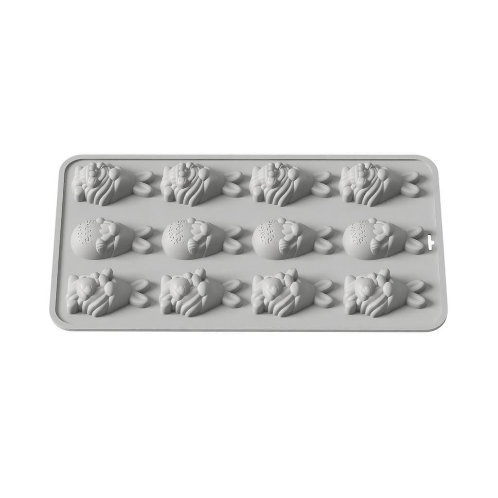 Silicone Mold for Chocolate Candy Pudding and Gummy Flexible Food Grade Non Stick Tray with Bunny and Egg Shapes for Baking and Crafting