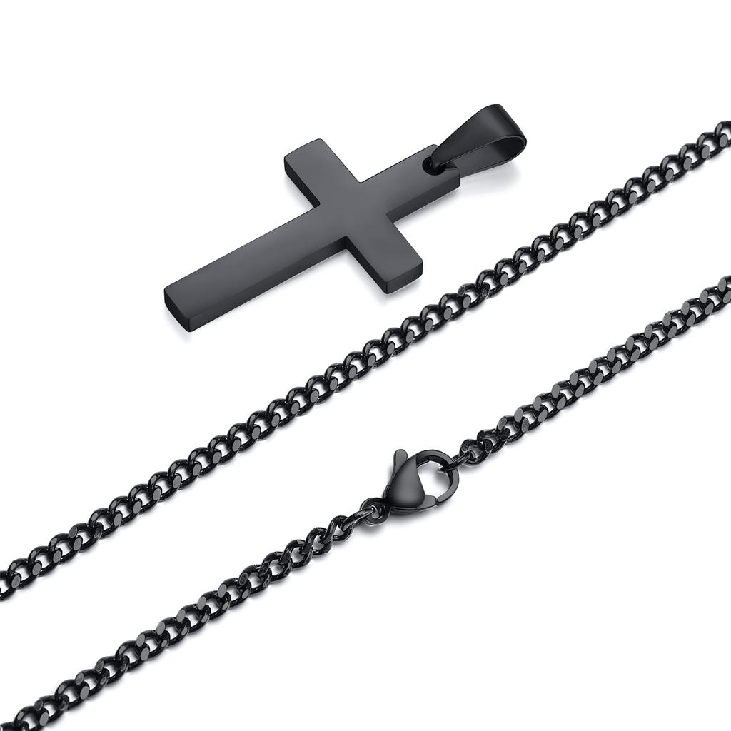 Casual Cross Pendant Necklaces for Men Boys,Waterproof Stainless Steel Pendant Necklaces,Anniversary Birthday Zircon Gifts