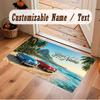 Octopus Sea Life Theme Crystal Velvet Floor Rug Personalized Custom Name Text Warm Carpet Home Decoration