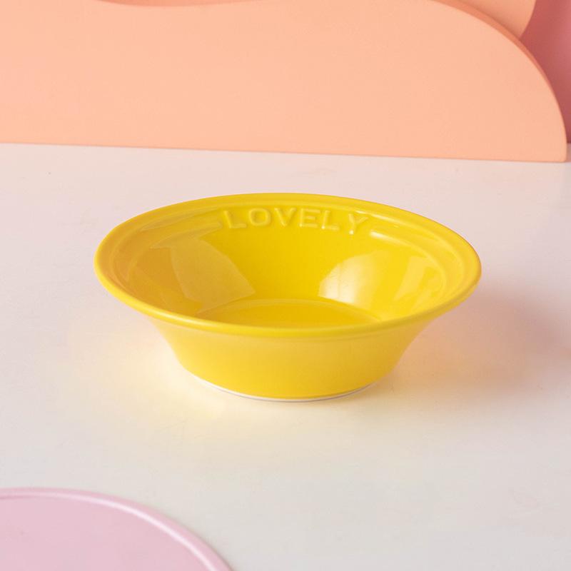 Cat Food Tray Nordic Style Ceramic Bowl Available in Multiple Colors Pet Bowl Water Bowl Cat and Dog Food Bowl Acrylic Stand