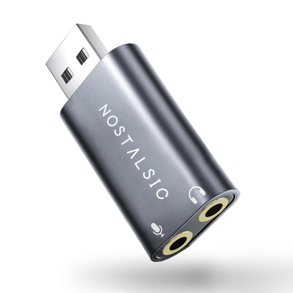 NOSTALSIC USB Audio Conversion Adapter To External Sound Card with DAC Supports Direct Insert Type Dedicated Earphones Compatible with USB2.0 3.5mm