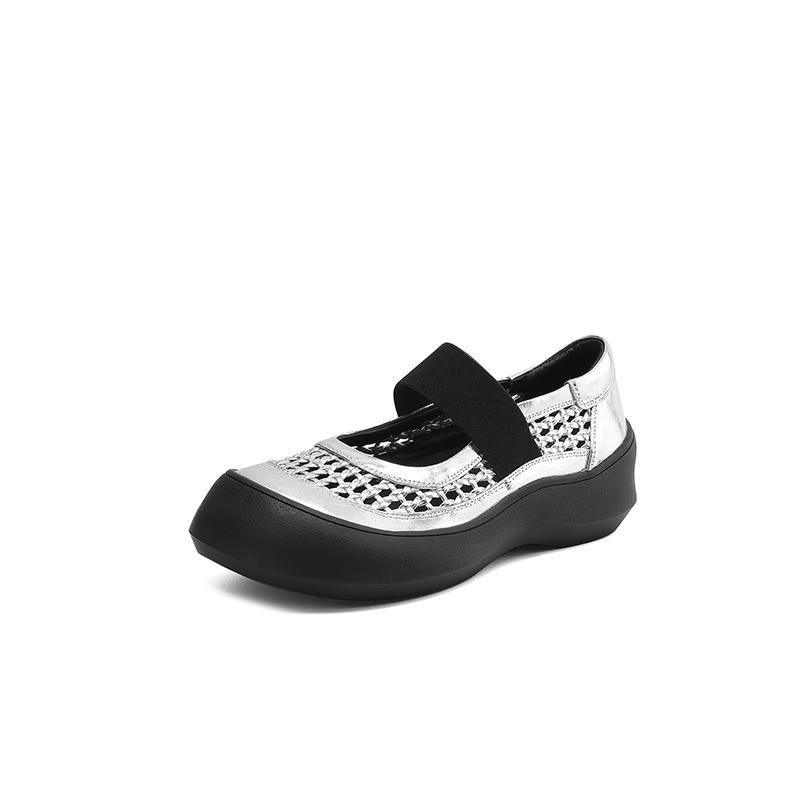 Sheepskin version bag head platform sandals hollowed Mary Jane shoes 2025 new summer mesh hole woven pig cage shoes