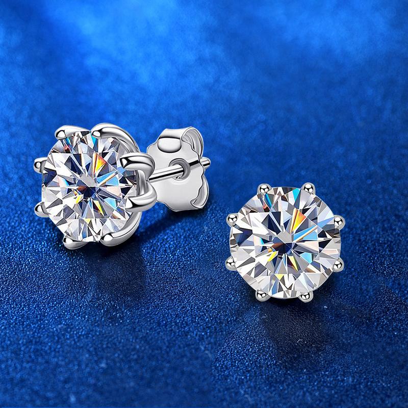 Luxury 925 Sterling Silver Women Earrings 2 .0ct D Color Moissanite Stud Earrings For Women Bride Sparkling Wedding Jewelry Gift