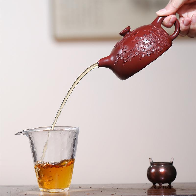 Teiere in Argilla Viola Yixing da 250ml Teiera Fatta a Mano Famosa Fiore di Prugno Bollitore Zisha Set da Tè Articoli da Tè Cinesi Regali Personalizzati