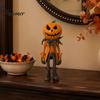Schattig Spookachtig Bureau Accessoire Pompoen Heks Beeldje, Halloween Standbeeld met Lantaarn, Vintage Stijl Beeldhouwwerk Gotische Hars voor Tafelblad Schouw Plank Decoratie