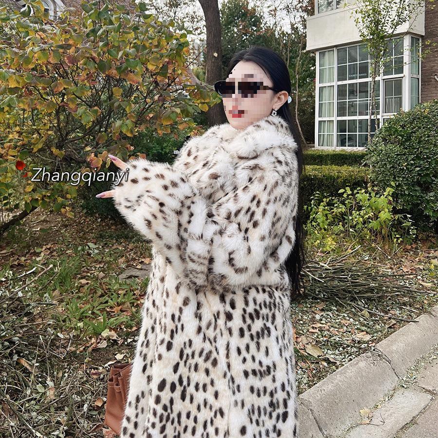 

2025 Lynx Mink-Inspired Dark Brown Faux Fur Overcoat with New Suit Collar XXXL