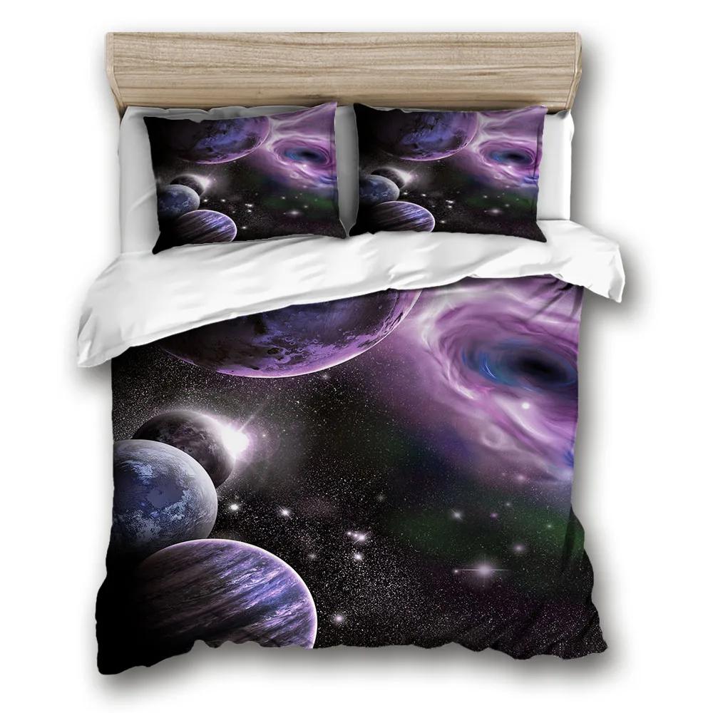 Set cuvertură de pat Galaxy Star 3d Space Star Cu o singură dublă Twin/Queen 2 buc/3 buc Seturi de lenjerie de pat Univers cu tematică în spațiul cosmic