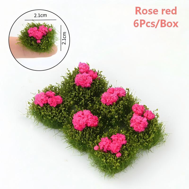 

6Pcs/Set Miniature Flower Cluster Model Artificial Bush Plants For Diorama Sand Table Train Railroad Garden Scene Decoration розы красного
