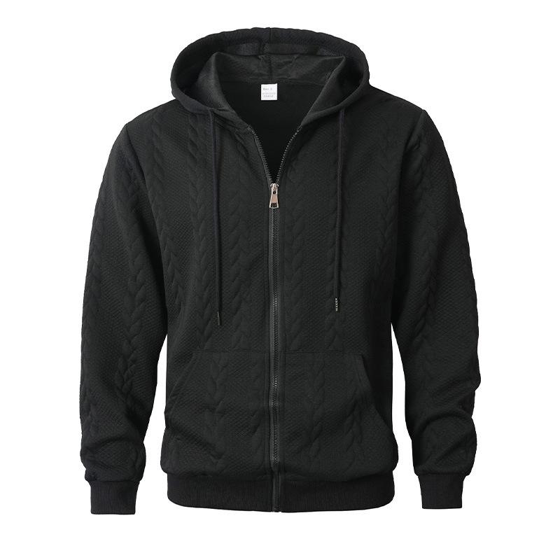 

Sports Solid Colour Floral Pattern Casual Zip Hooded Sweater Jacket Men Moisture Wicking Comfortable Fit Skin-friendly Breathable Tops XXL чорний