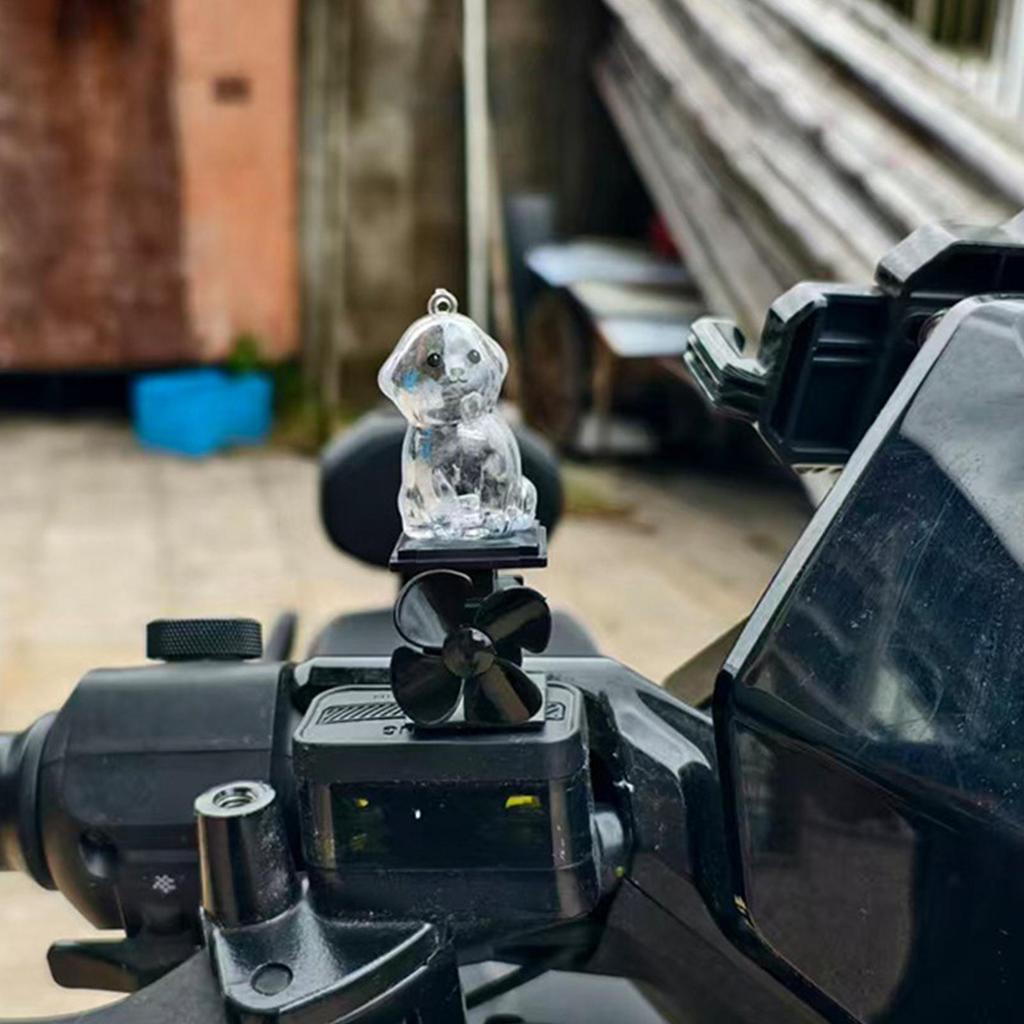 Dog Statue Motorcycle Sculpture With LED Light Wind Powered Animal Figurine For Motorcycle Handlebar Outdoor Cycling Night