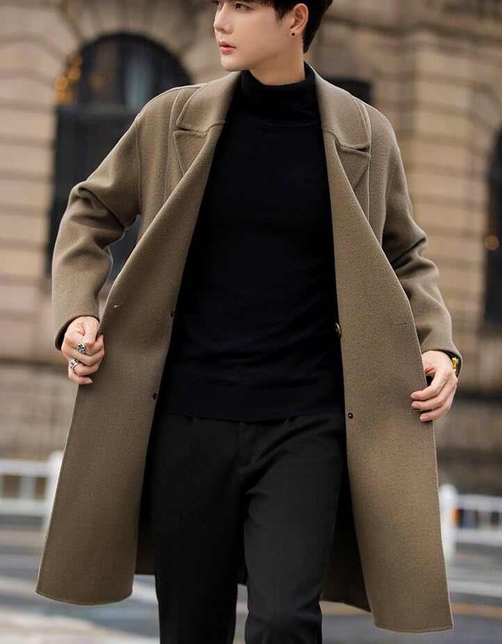 Poperdision Long Business Wool Chesterfield Plus Loose Long Oversized Gray Men's Coat, Coat, Autumn/Winter Coat, Jacket, Coat, Sizes, Fit, Stylish,