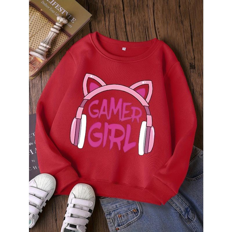 European sizes Kids' Fashion Round Neck Sweatshirt, Casual Printed Top