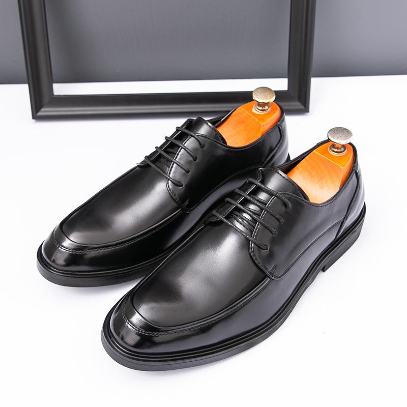 New Men Business Formal Leather Shoes Black Lace-up Business Office Wedding Banquet Leather Shoes Size 38-46 Men Shoes