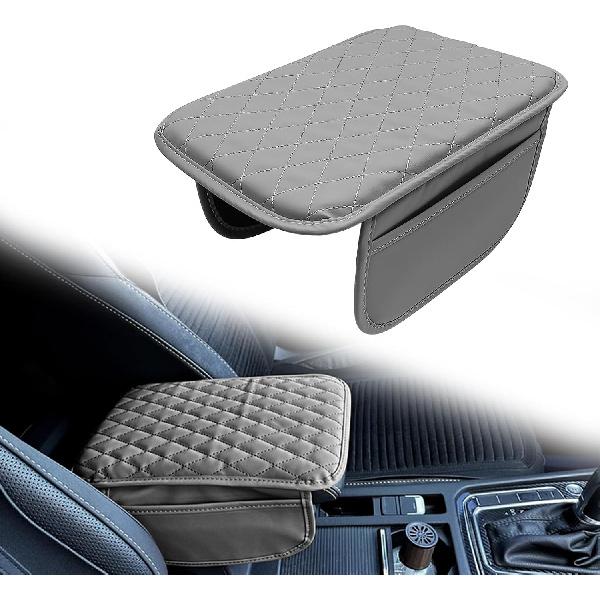Car Center Console Cover with 2 Storage, Upgraded Microfiber Leather Car Arm Rest Cover, Car Interior Accessories Universal Armrest Cover for Car
