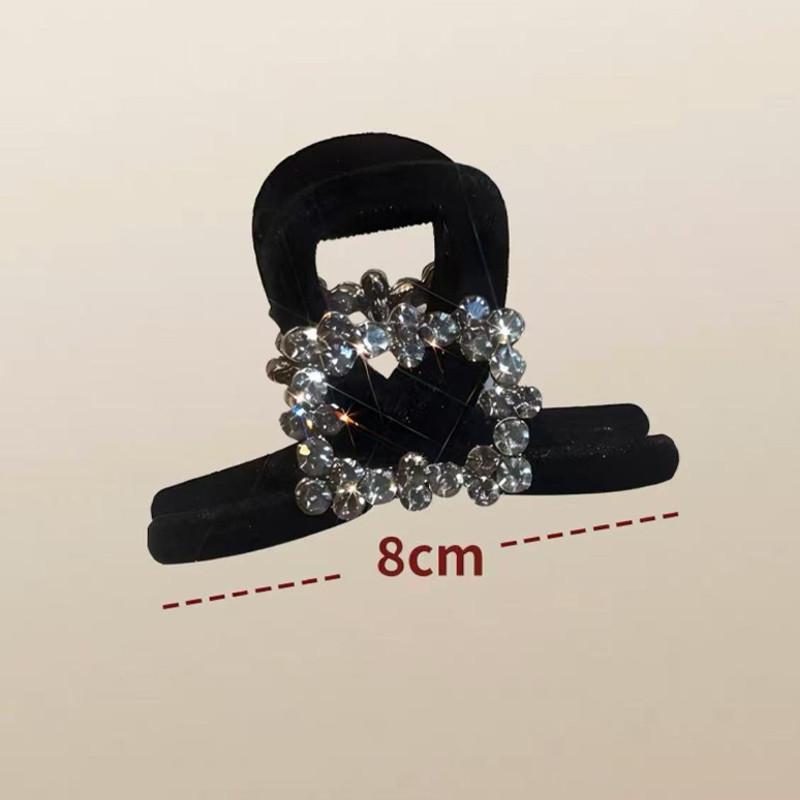 

Elegant Flocking Rhinestone Hair Clip for Women Retro High Ponytail Shark Clip Fashion Girls Hair Clamp