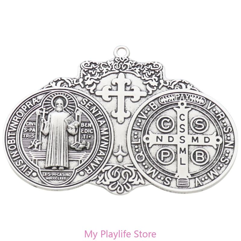 Christian Crosses Hanging Ornament Unique Religious Antiqued Metal Keychain Pendant Decoration for Prayer Necklace Charm