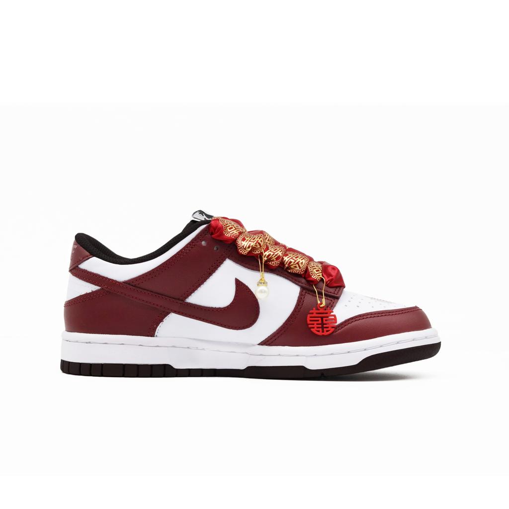 Nike Dunk Love Forever Leather Abrasion Resistant Low top Athleisure Skate Shoes Unisex Burgundy GS DD1503-101(Team1841-SSBOX)