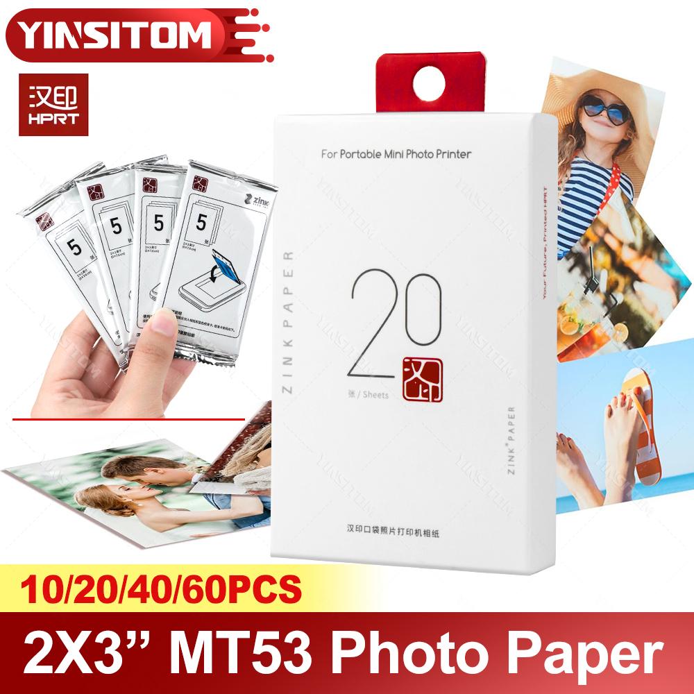 10/20/40/60pcs Zink Sticker Papers 2x3 Inches for HPRT MT53 Z1 Photo Color Printer Machine Adhesive Photo Paper