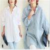 Spring and Summer Shirts, Loose, Plus Size, Long Cotton and Linen Texture Dress Shirts