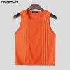 INCERUN Men Summer U Neck Sleeveless Mesh Sheer Stitching Fitted Tank Tops