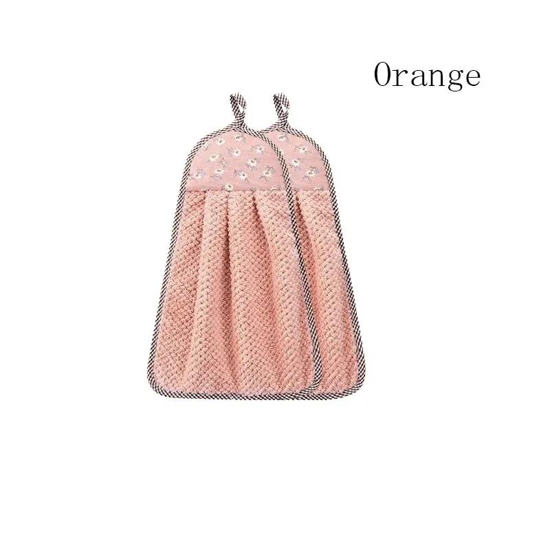 

Hanging Coral Fleece Hand Towel Cloth Kitchen Dishwashing Scouring Pad Cute Thick Hand Towel Cleaning Strong Absorbent Towels оранжевый
