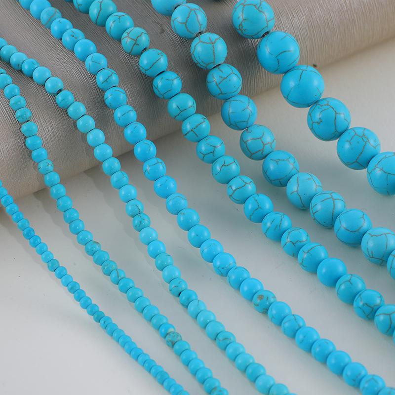 Turkusowe Okrągłe Koraliki 3-14mm do Bransoletek i Naszyjników - Akcesoria Jubilerskie Ozdoby