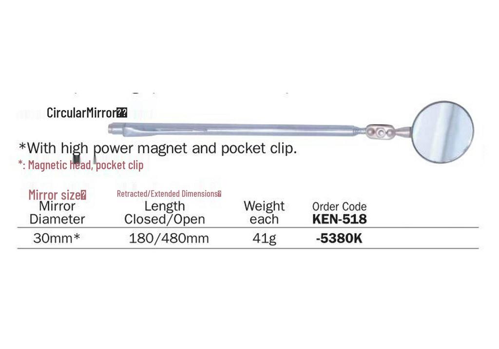 KENNEDY Telescopic Inspection Mirror Round Model