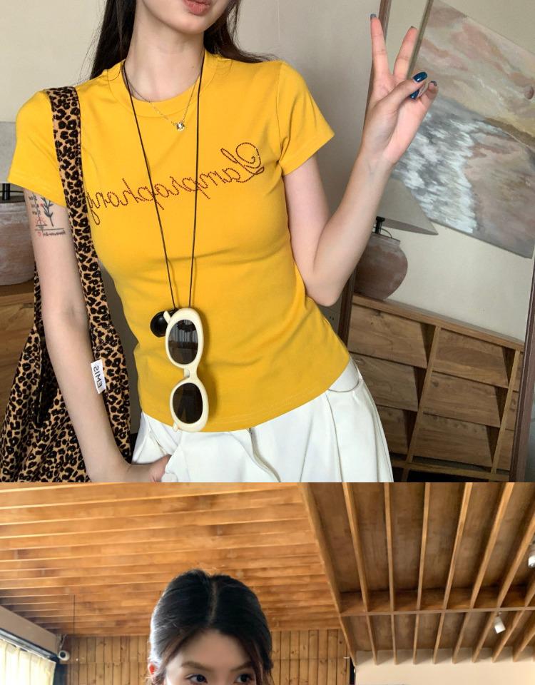 Women's Slim Fit Yellow Off-Shoulder Short Sleeve Tee - Trendy Summer Style