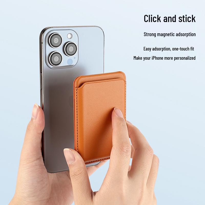 iPhone 12-17 MagSafe Magnetic PU Leather Card Holder & Phone Stand - Light Luxury Style