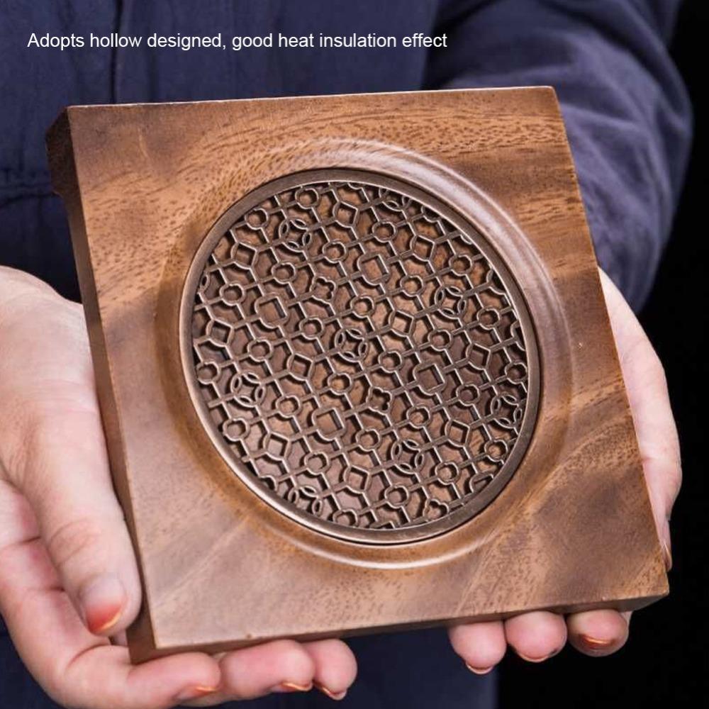 Square Shape Heat Insulation Coaster Wood Teapot Pad Walnut Teapot Mat  Tea Room Decor