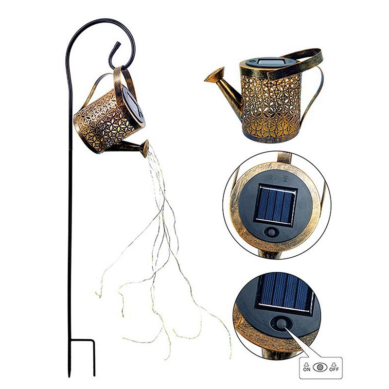 Solar Watering Can Light Hanging Waterfall Lamp Waterproof Outdoor Garden Decor Yard Porch Lawn Backyard Landscape Sun Led Lamp