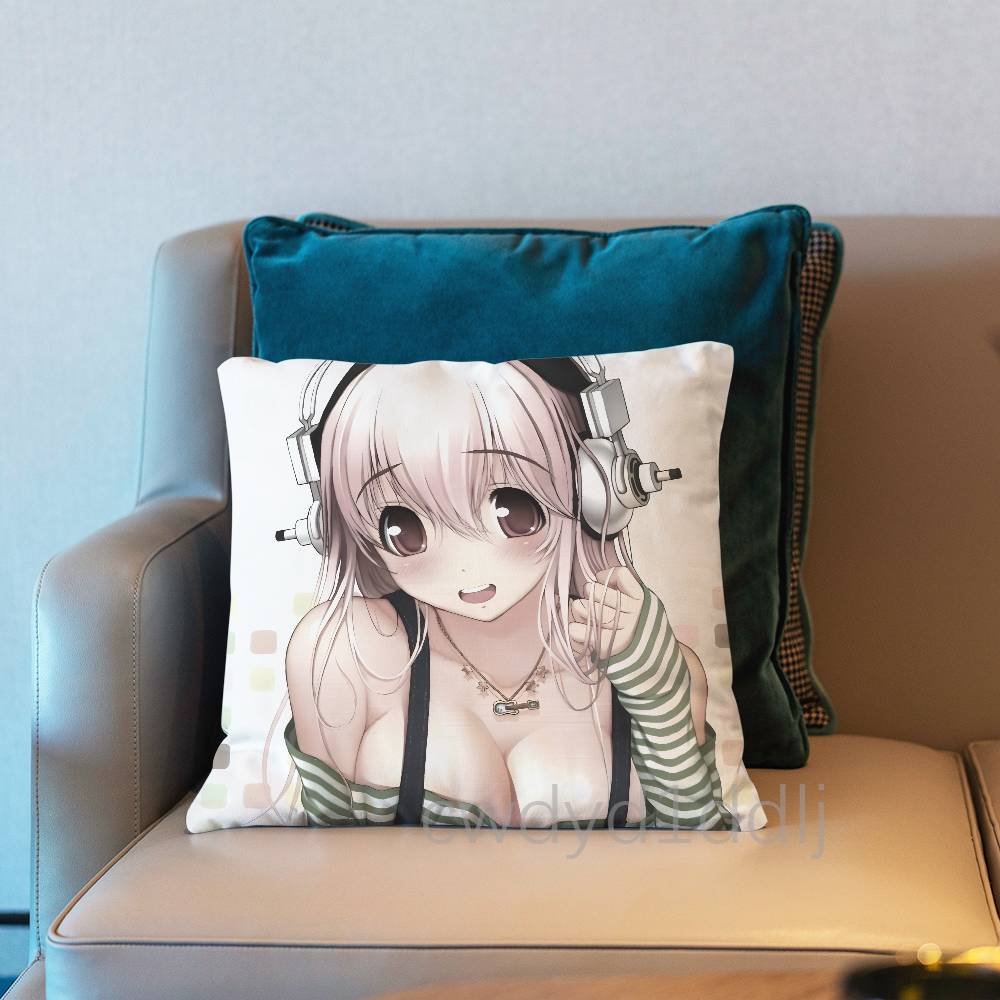 SSuper Sonico Anime Kissenbezug Kurzer Plüsch Sofa Dekorative Geschenk Home Doppelseitiger Druck Kissen