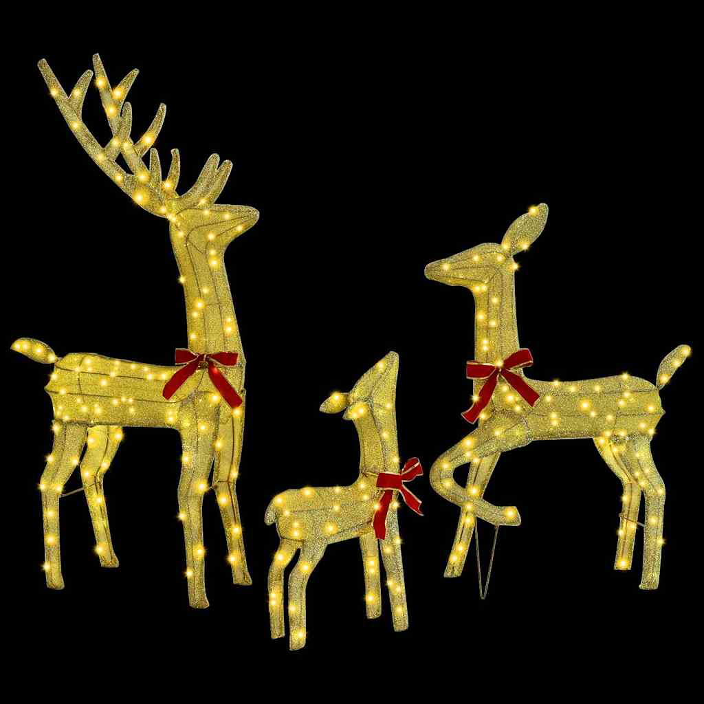 Reindeer Family Set of 3 Warm White Fabric 68 x 26 x 127 cm