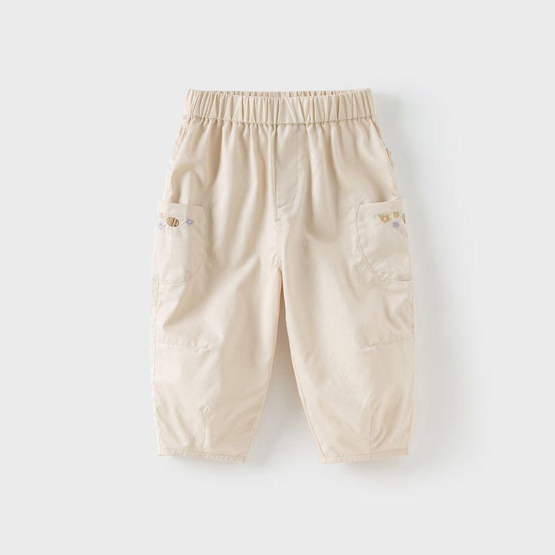 David Bella Children s Pants for Girls 2026 Summer New Thin Long Pants for Girls Baby Lyocell Cropped Pants Children s Clothing Apricot [Ready Stock] 120 cm