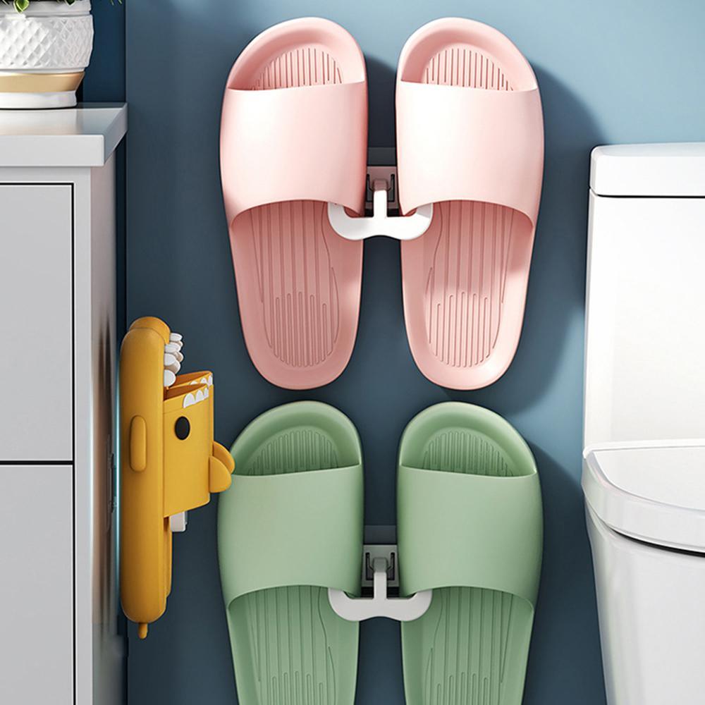 U-Shaped Plastic Slipper Rack, Wall-Mounted Perforation-Free Bathroom Draining Sandal Rack, Household Bathroom Storage Rack