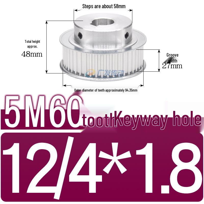 60-Teeth 5M Timing Pulley, T-Slot Width 16/21/27mm, BF Type Stepped with Machined Hole 6-20mm
