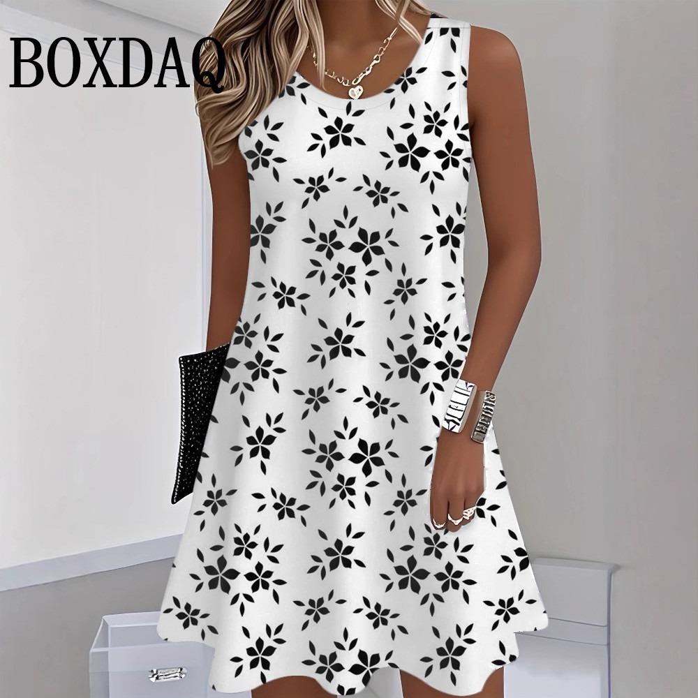 

2026 Summer Beach Sleeveless Tank Dress Women Sundress Casual Loose O-Neck Dresses For Women Fashion Street Hip Hop Short Dress XL
