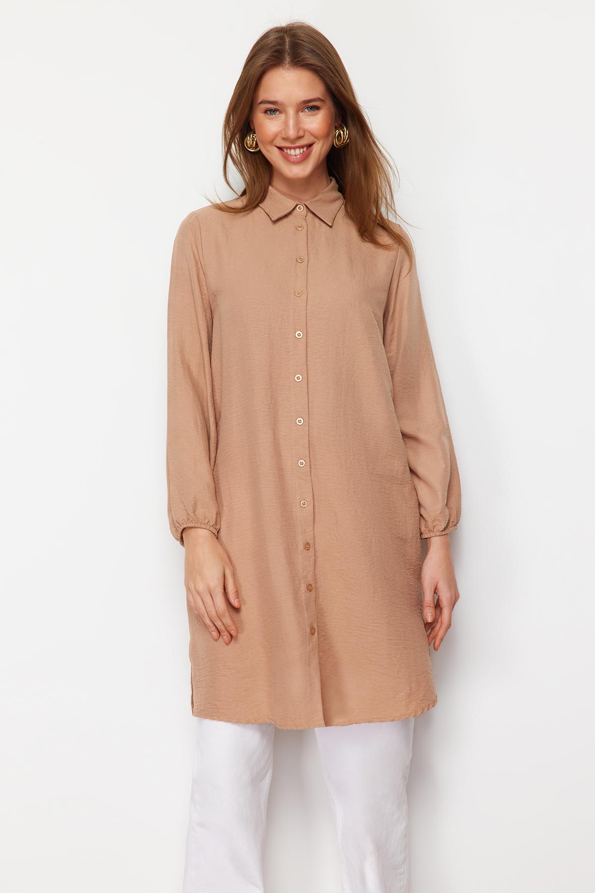 

Женская модная новая рубашка в стиле хиджаб, норковая рубашка с боковым разрезом средней длины, тканая рубашка Aerobin S серый