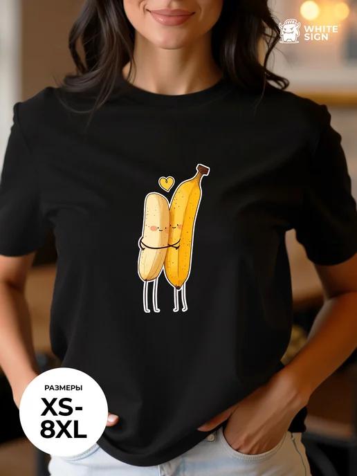 Oversized youth cotton T-shirt with Banana print XL