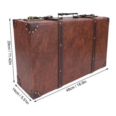 Vintage Holzkoffer Rechteckig Ledergriff Multifunktional Dekorative Aufbewahrungstruhe 48x29x14cm für Foto-Requisiten