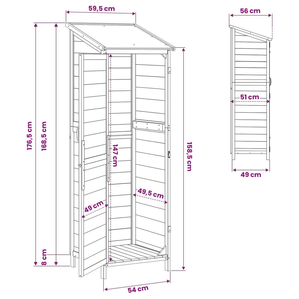 Garden Shed Brown 59.5 x 56 x 176.5 cm Solid Spruce Wood