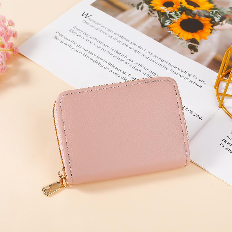 RFID anti-theft brush organ card bag, male and female card holder, card bag, multi-function zipper driver's license bag, small wallet.