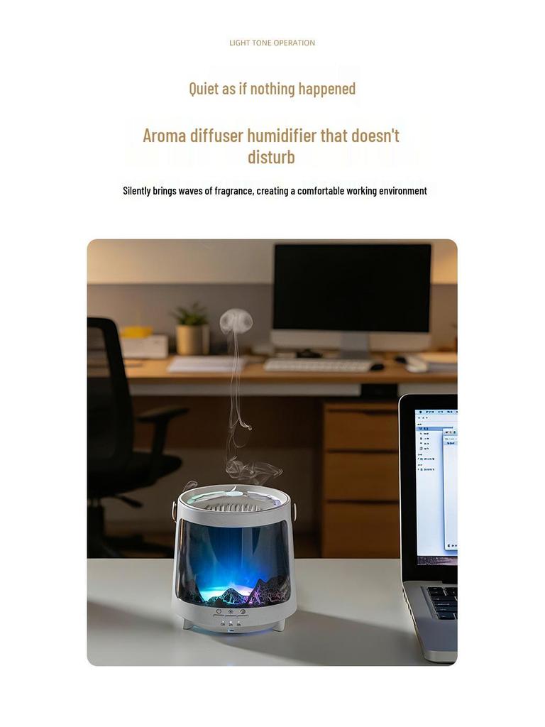 Aroma difuzér Aurora: Sedmibarevné světlo, Tichý zvlhčovač, Kroužkový ventilátor s medúzou, Difuzér vůně, Ideální dárek do ložnice