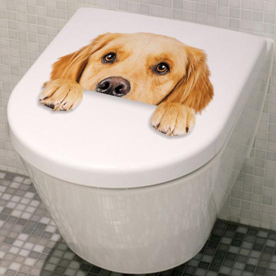 Tegneserie hundebaderomsklistremerke bedårende vanntett Enkel å påføre Fjern nydelig dekorativt selvklebende klistremerke