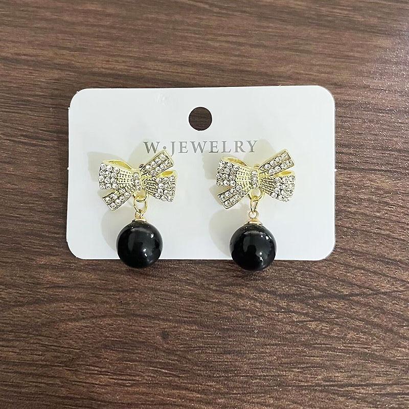Women's Trendy Elegant Bow Earrings High End Pearl Design Sweet Temperament Fashion Jewelry Accessories