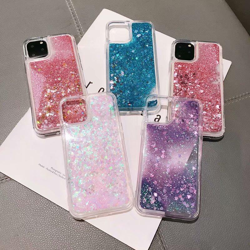 Applicable to iPhone12 Pro Max mobile phone case, glitter star love quicksand anti-drop case, liquid flow