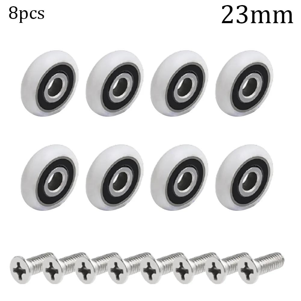 8Pcs Shower Glass Sliding Door Roller Replacement Shower Door Roller Runner Wheels 19/23/25mm Wheel Cabinet Pulley Hardware